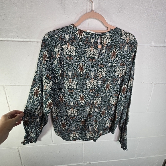 Morris & Co X H&M Art Nouveau Floral Print Long Sleeve Blouse - Picture 4 of 11